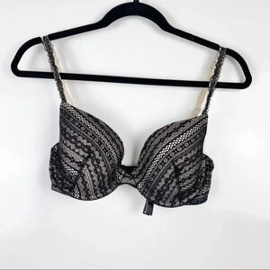 Victoria's Secret Black Lace Lined Demi Bra Sz 32DD